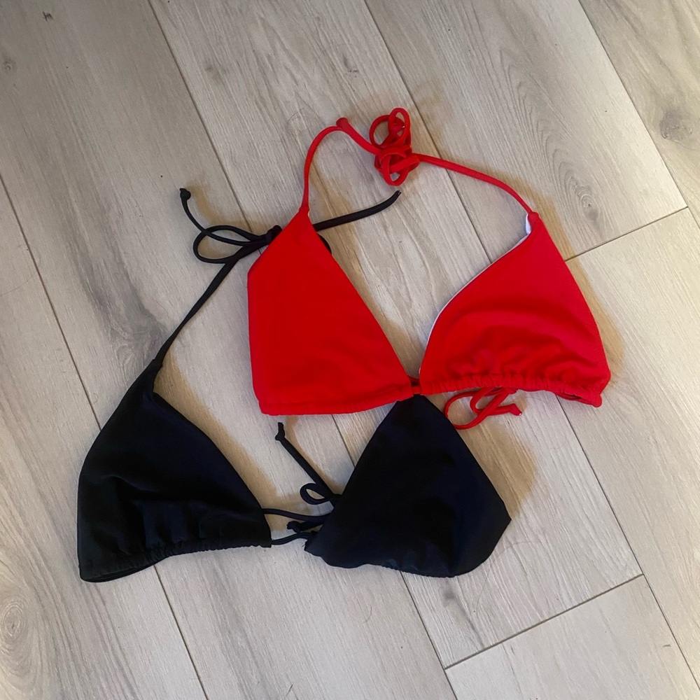 Red and Black Triangle Bikini Top Bundle